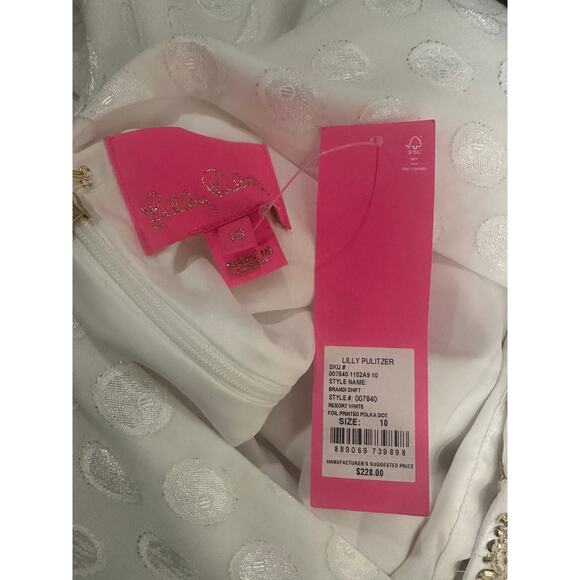 Lilly Pulitzer Brandi Shift Dress Resort White Size 10 NWT Collar Bead Glam Chic - Picture 16 of 16